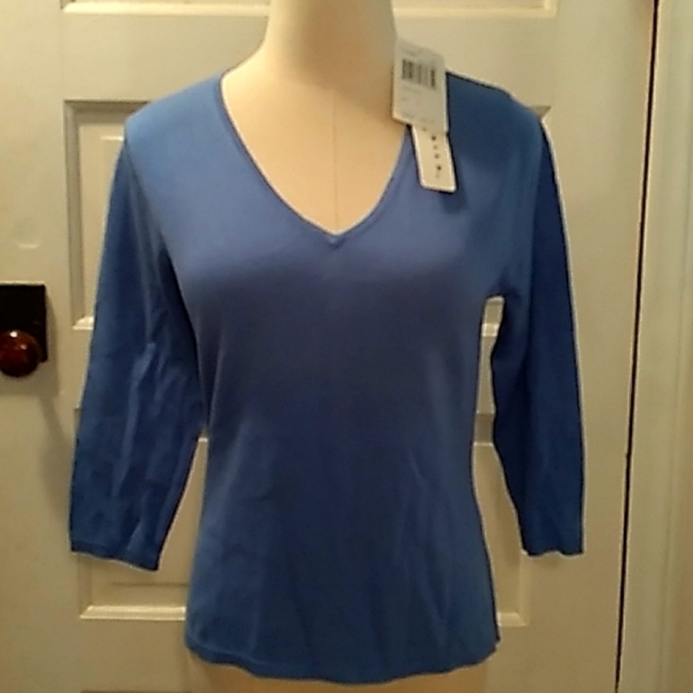 August Silk blue small 100% silk shirt nwt